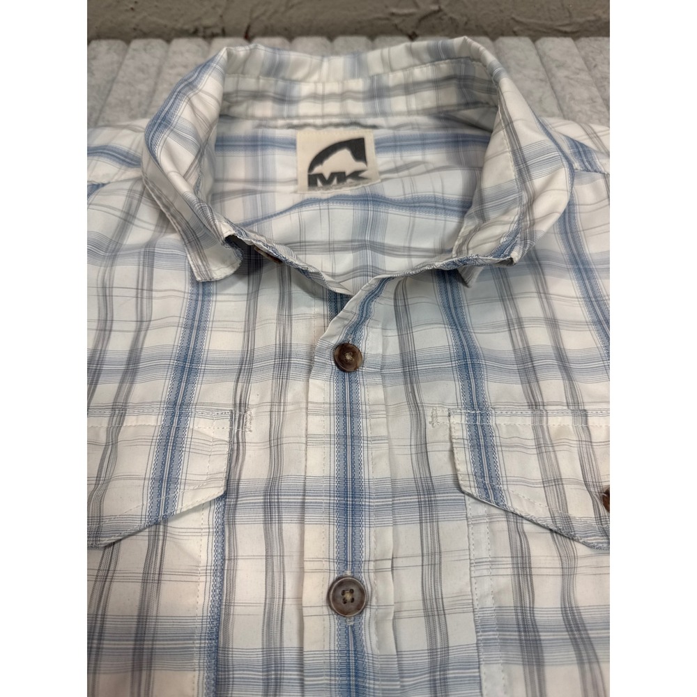 Mountain Khakis Mens XXL Plaid Button Down Shirt Blue White Long Sleeve 11302